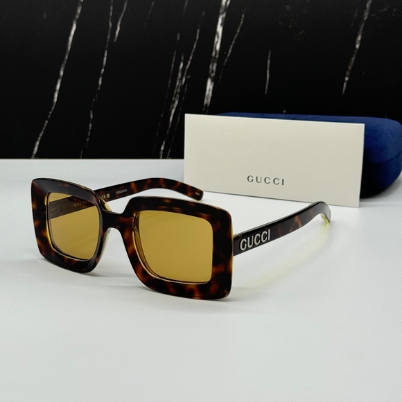 NEW GG1718S 002 GUCCI HAVANA YELLOW SQUARE WOMEN GUCCI SUNGLASSES - Picture 2 of 11